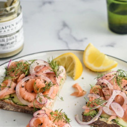 Smoked Salmon Tartine With Dill Pickle Mustard