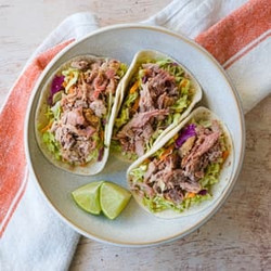 Short Cut Shredded Pork Soft Tacos With Guacamole-cabbage Slaw