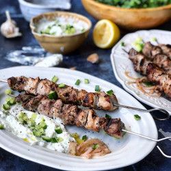 Mediterranean Pork Souvlaki With Labneh Tzatziki