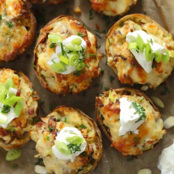 Loaded Potato Skins (with Bacon And Cheese}