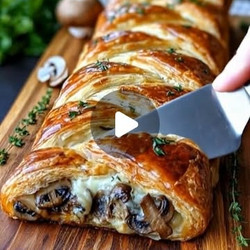 Savory Mushroom &amp; Gruyère Puff Pastry Braid