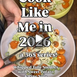 Whipped Tofu Dressing With Udon Noodles And Roasted Sweet Potatoes