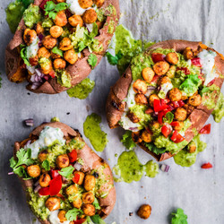 Tandoori Chickpea Stuffed Sweet Potatoes