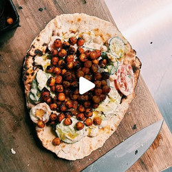 Cucumber Salad Flatbread With Crispy Harissa Chickpeas