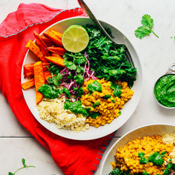 Nourishing Curried Lentil &amp; Sweet Potato Bowl