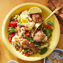 Grilled Chicken With Farro &amp; Roasted Cauliflower