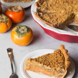 Fuyu Persimmon Apple Pie With Pecan Streusel