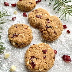 White Chocolate Cranberry Protein Cookies (vegan)