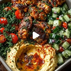 Mediterranean Lemon-chili Chicken Bowl With Hummus