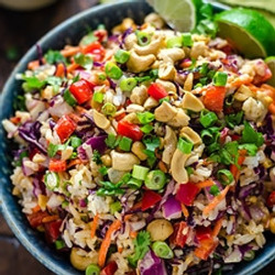 Thai Cashew Coconut Rice With Ginger Peanut Sauce