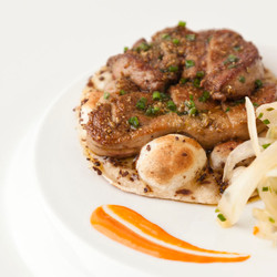 Spice-seared Foie Gras, Wild Mushroom Naan And Fennel-mango Chutney Salad