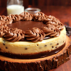 Brownie Bottom Chocolate Chip Cheesecake