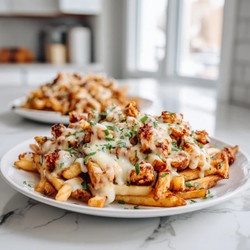 Hot Honey Pretzel Chicken Loaded Fries