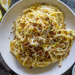 Creamy Lemon Pasta With Garlicky Pistachio Breadcrumbs
