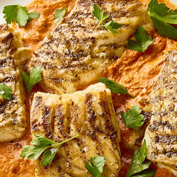 Grilled Cod With Romesco Sauce