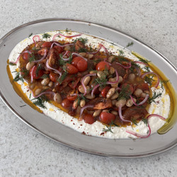 Spiced Roast Tomatoes And Butter Beans With Yoghurt And Pickled Red Onion
