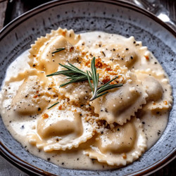 Butternut Squash Ravioli With Rosemary Cream Sauce