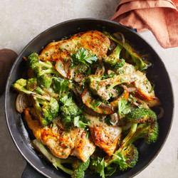 Cheesy Portobello Chicken Cutlets With Broccoli