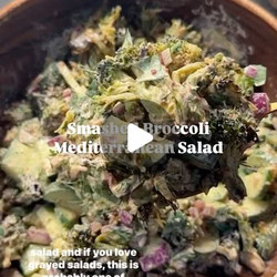Smashed Broccoli Mediterranean Salad