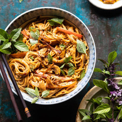 Spicy Peanut Noodles With Chili Garlic Oil.