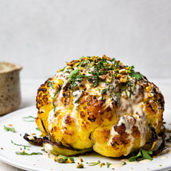 Whole Roasted Cauliflower With Tahini Sauce