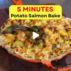 Crispy Potato Salmon And Leek Bake