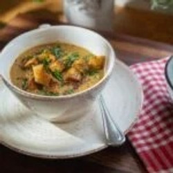 Red Lentil Soup With Garlic Sourdough Croutons