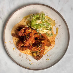 Crab Churros With Crab Aïoli And Cucumber Fennel Salad BBC snacks apps