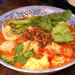 Red Thai Curry Dumpling Soup