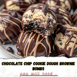 Chocolate Chip Cookie Dough Brownie Bombs