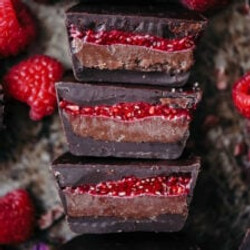 Double Chocolate Cashew Butter Cups With Raspberry Chia Jam