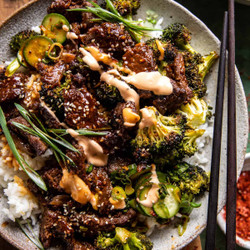 Sheet Pan Spicy Ginger Sesame Beef And Broccoli