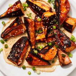 Roasted Sweet Potatoes With Miso-tahini Sauce