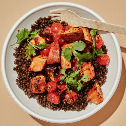 Black Lentil And Harissa Veggie Bowl