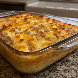 Biscuits And Gravy Hashbrown Breakfast Casserole