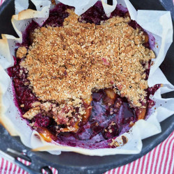 Dutch Oven Blackberry Peach Crisp