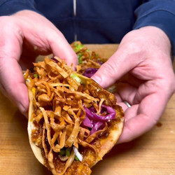 Crispy General Tso’s Chicken Smash Tacos