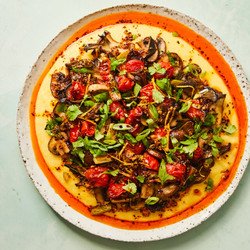 Spicy Roasted Mushrooms With Polenta