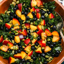 Summer Peach Blueberry Kale Salad