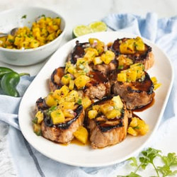 Grilled Hoisin Pork Chops With Charred Pineapple Salsa