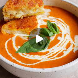 Roasted Tomato Soup With Fancy Cheese Toastie