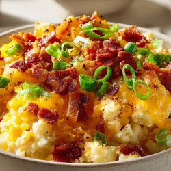 Best Loaded Riced Cauliflower Recipe – Cheesy Keto Low-carb Side Dish