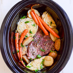 Slow Cooker Corned Beef Brisket (w/ Cabbage &amp; Potatoes!)