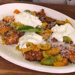 Chicken Cutlets With Melted Baby Tomatoes And Burrata