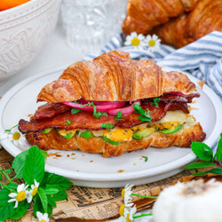 Breakfast Croissant Sandwich With Honey Bourbon-glazed Bacon