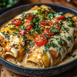 Green Chile Pepper Jack Chicken Enchiladas