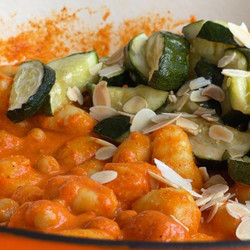 Gnocchi &amp; Courgette w/ Roasted Red Pepper Sauce