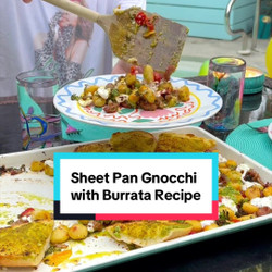 Sheet Pan Gnocchi With Sausage, Broccolini, Garlic Bread, And Burrata