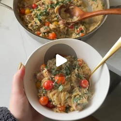 One Pan Lemony Chicken Sausage Orzo