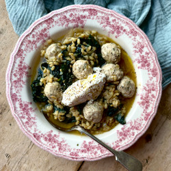 Pearl Barley and Herby Chicken Meatball Broth